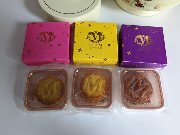 Lady M mooncakes unwrapped from box