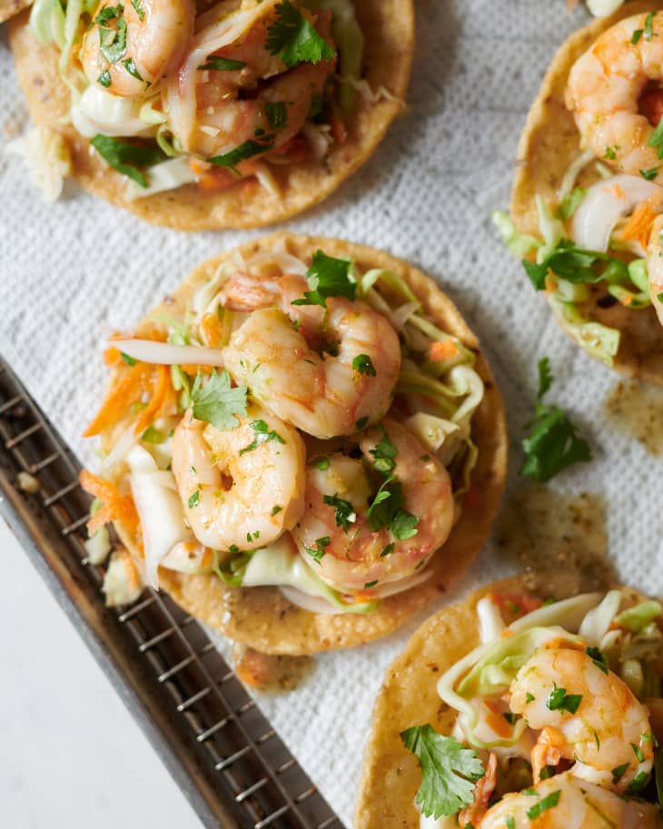  Shrimp Tostadas with Salsa Verde and Quick Curtido Recipe