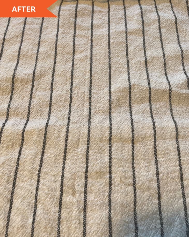 Striped towel after cleaning.
