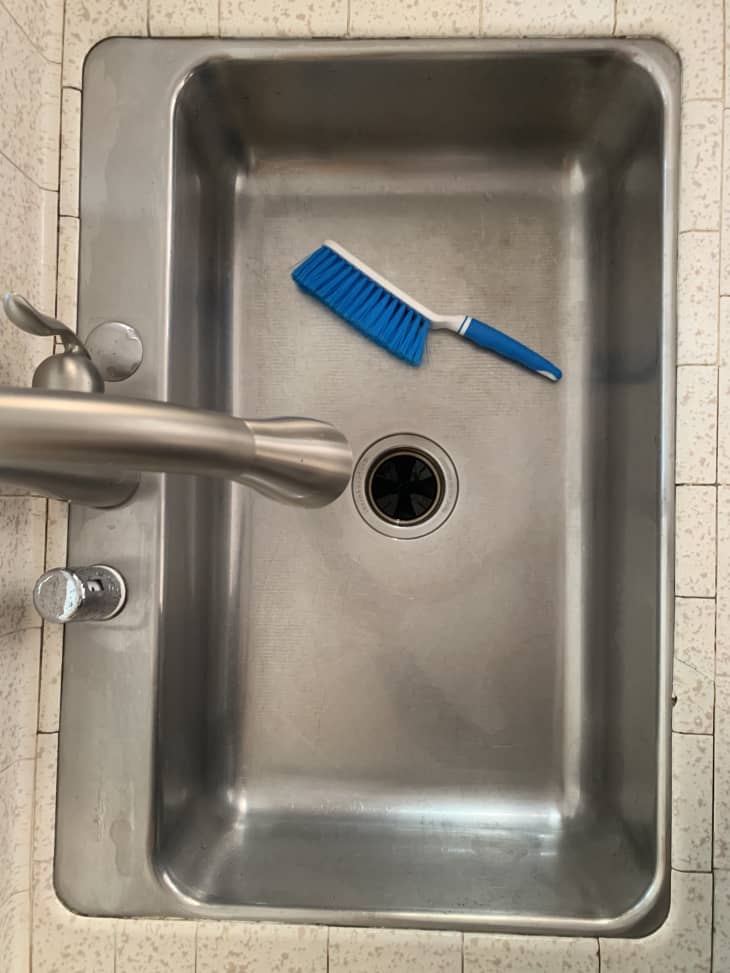 clean sink with brush