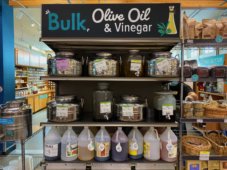 bulk olive oil and vinegar section of store
