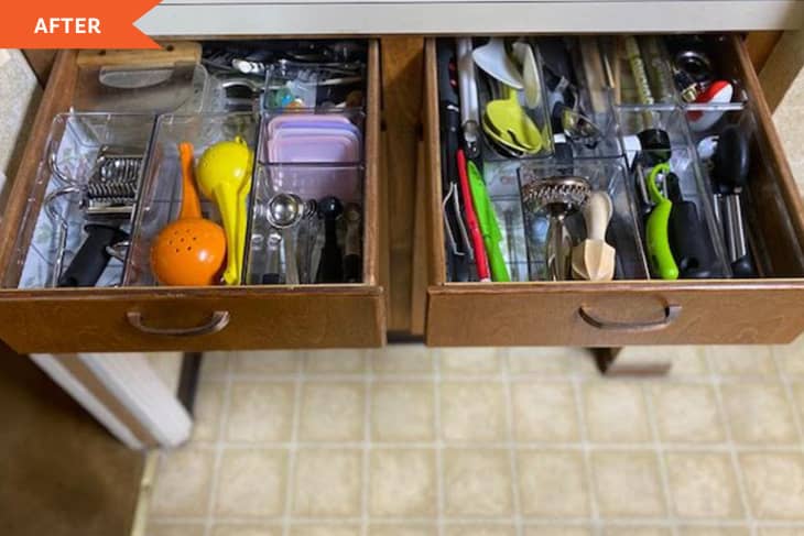 Kitchen drawers after organizing