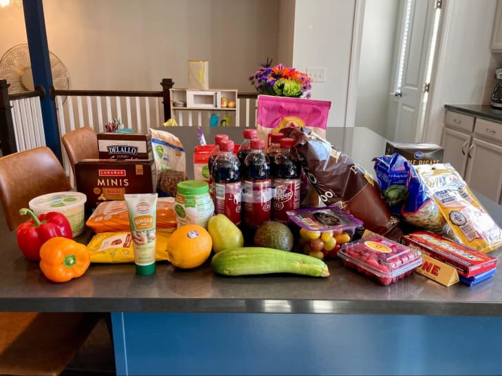grocery haul on table