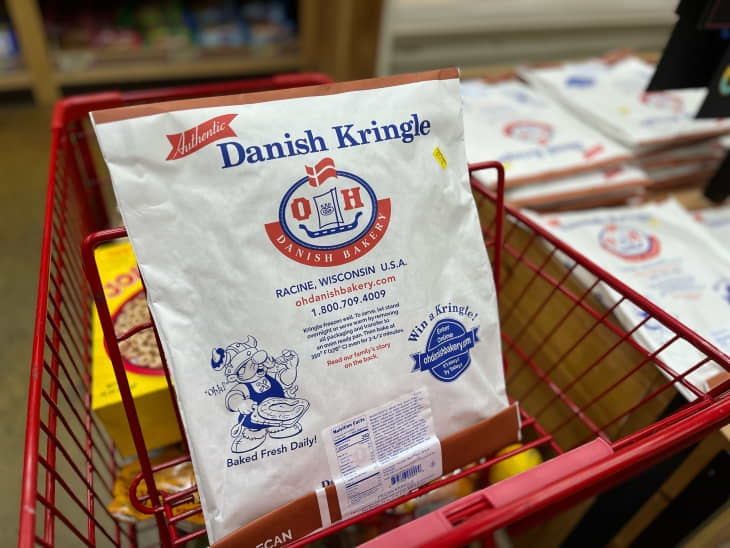 Danish Kringle in Trader Joe's shopping cart.
