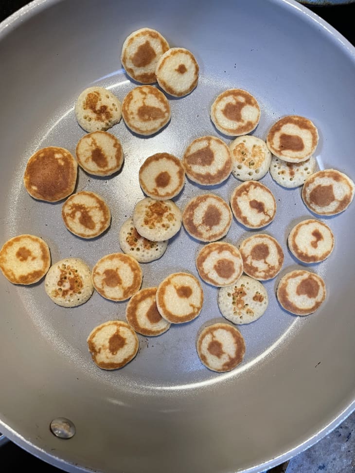 Belgian Boys pancake cereal in skillet.