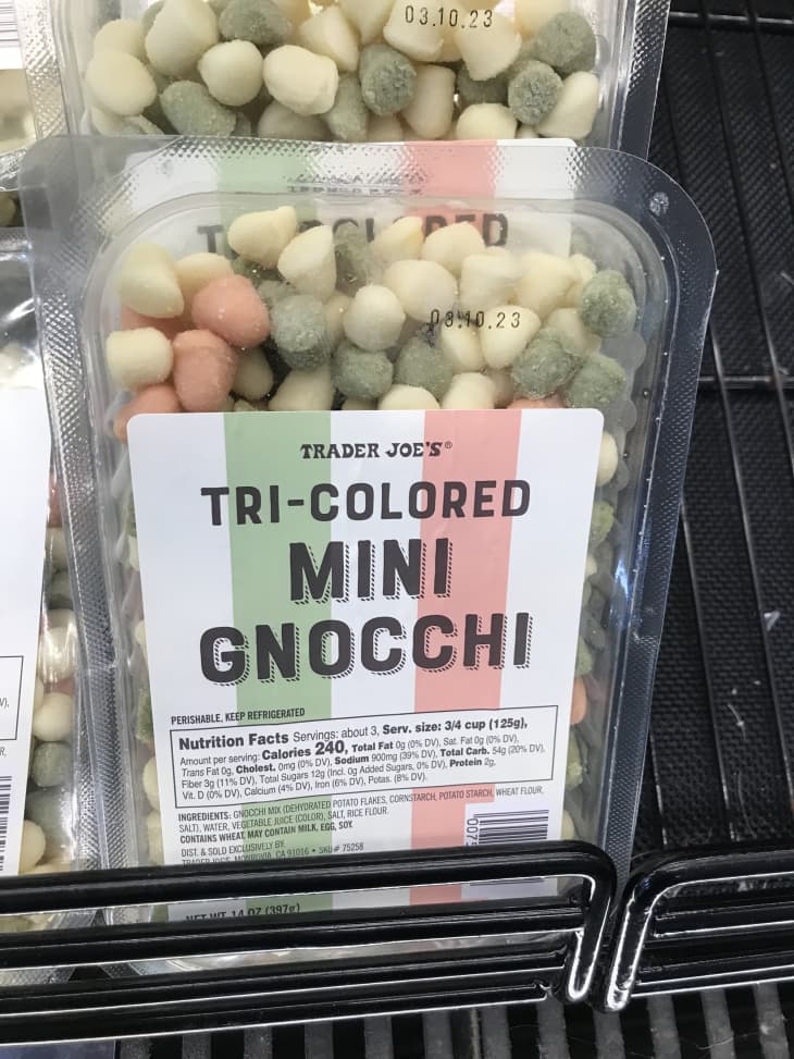 package of Trader Joe's tri-colored mini gnocchi