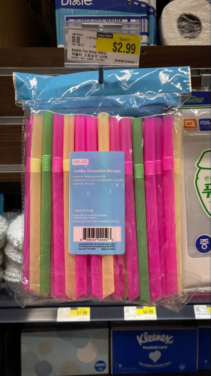 Large straws in package at H-Mart.
