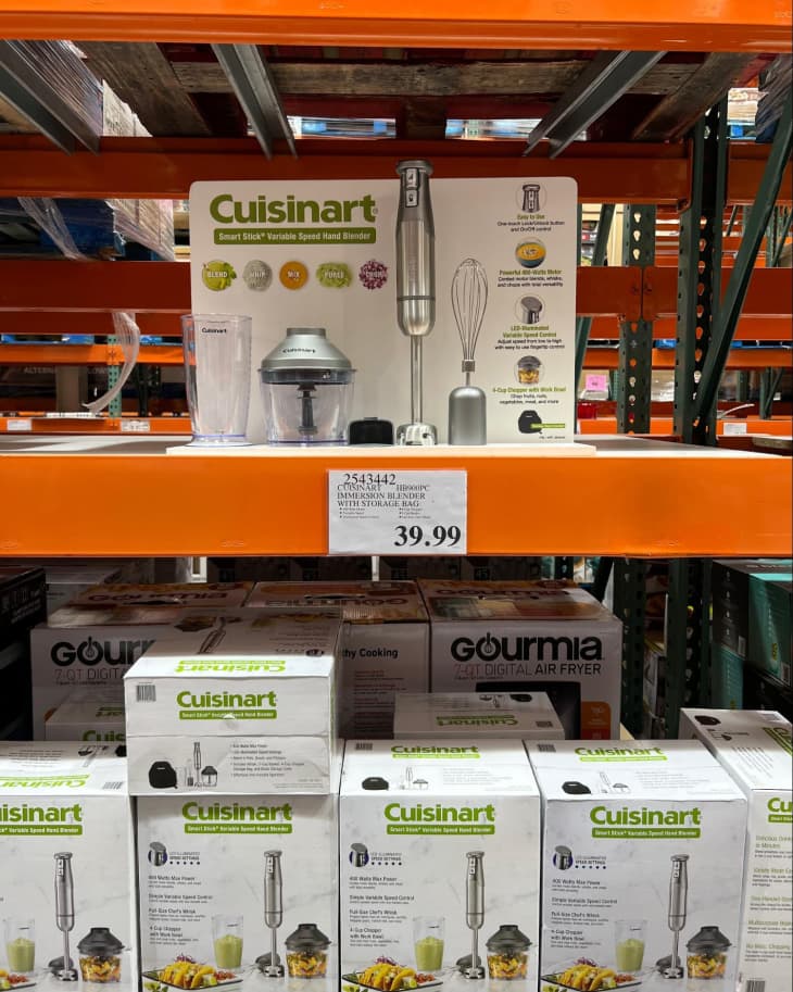Boxes of Cuisinart Smart Stick Variable Speed Hand Blenders in a Costco store