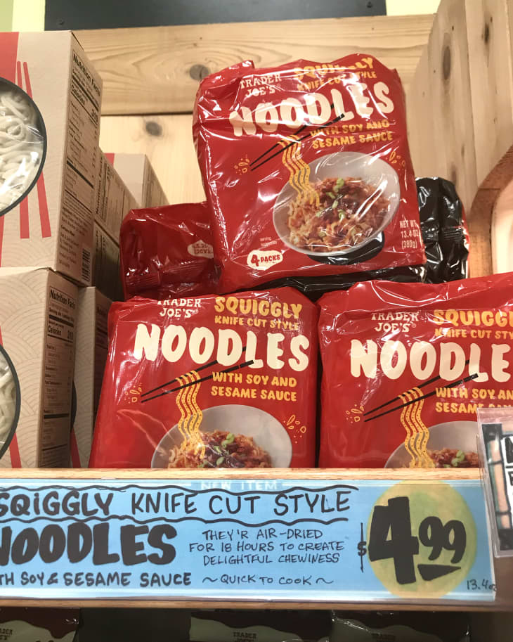 Squiggly Knife Cut Style Noodles on shelf at Trader Joe's
