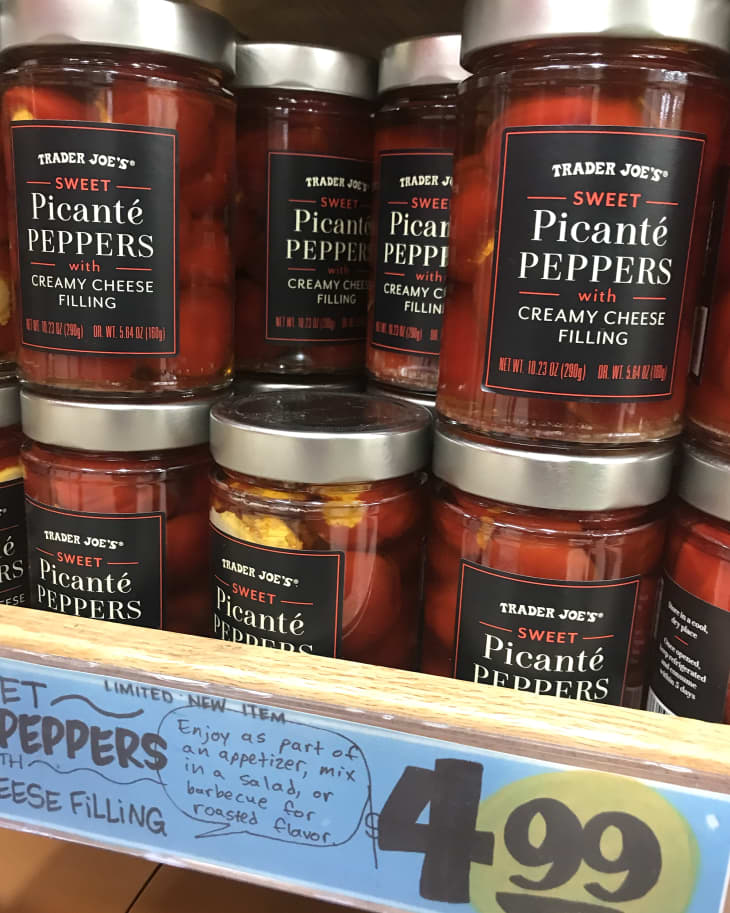 Sweet Picanté Peppers With Creamy Cheese Filling on shelf at Trader Joe's