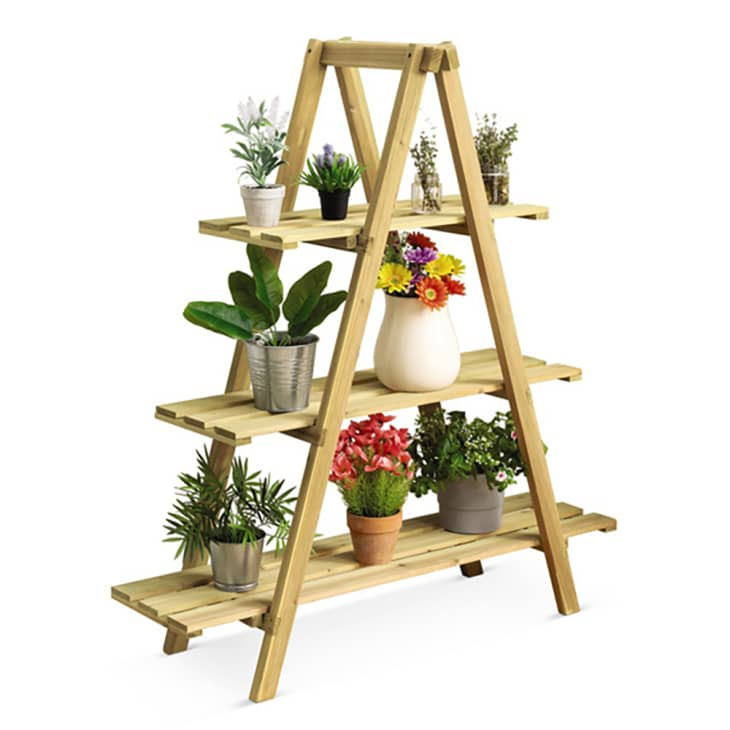 Aldi Belavi Wooden Plant Ladder Stand on white background