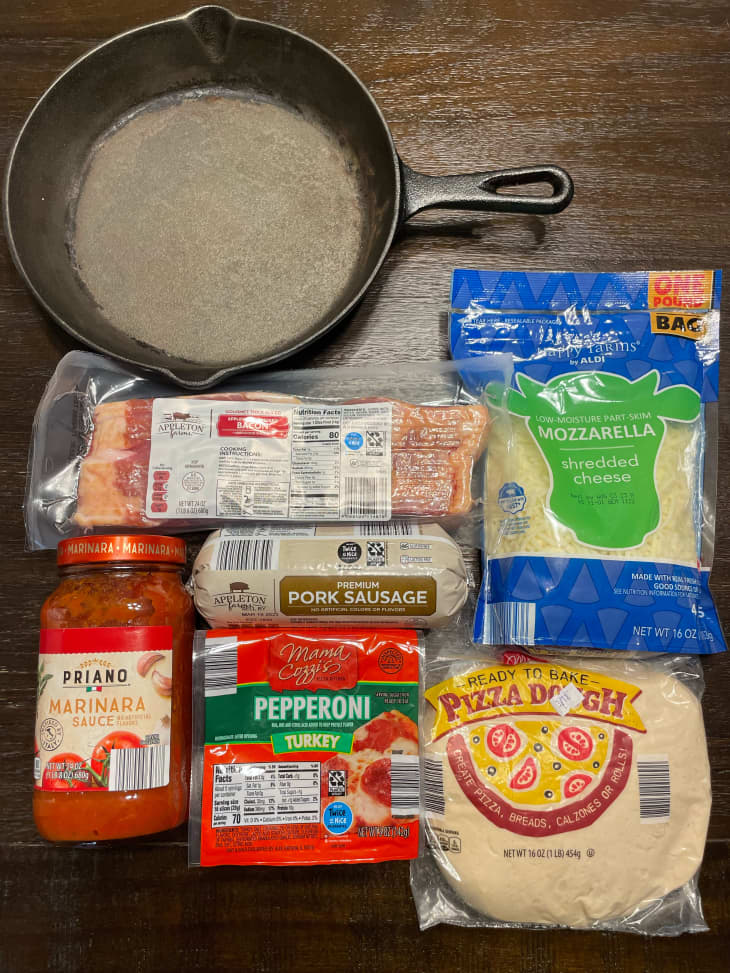 Ingredients for Aldi's upside down pizza.