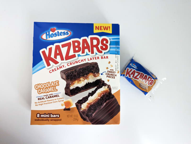 Hostess Kazbars in package on white background.