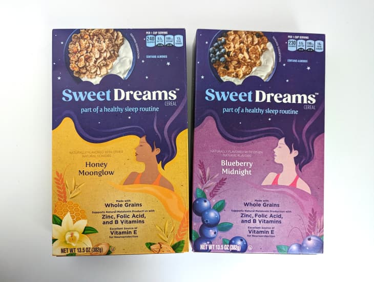 Sweet dreams cereal on white background.