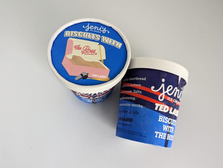 Jenni's Ted Lasso ice cream on white background.