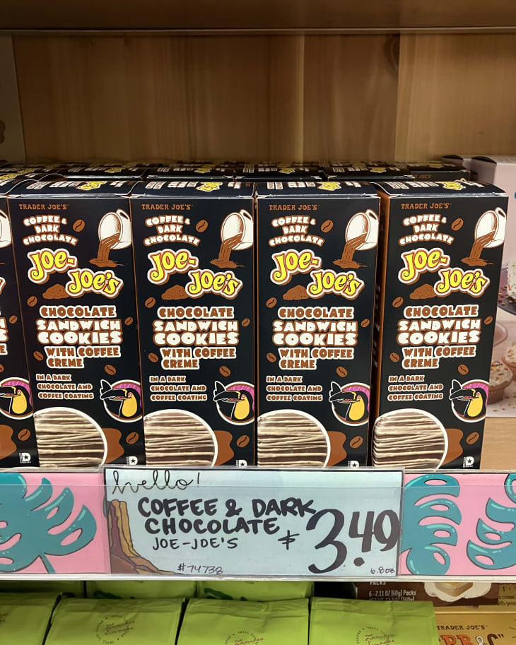 Joe -Joe's Chocolate Sandwich Cookies with Coffee Creme on shelf at Trader Joe's