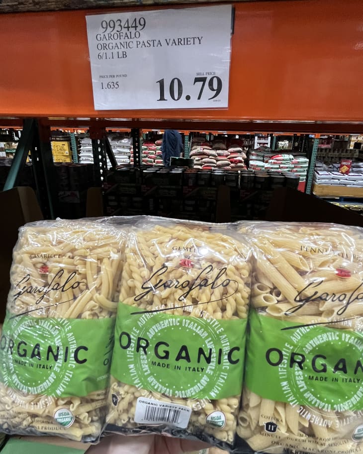 Garofalo Organic Pasta Variety Pack on shelf at Costco
