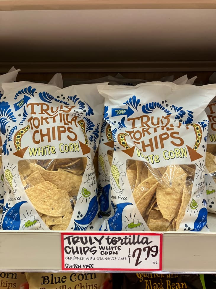 Trader Joe's tortilla chips in store.