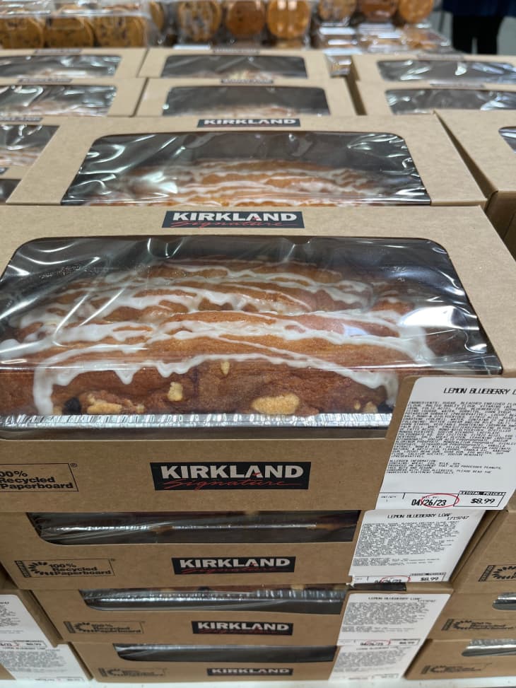 Costco lemon blueberry loaf in store.
