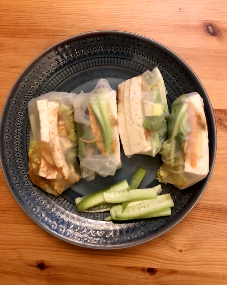 homemade spring rolls on a plate