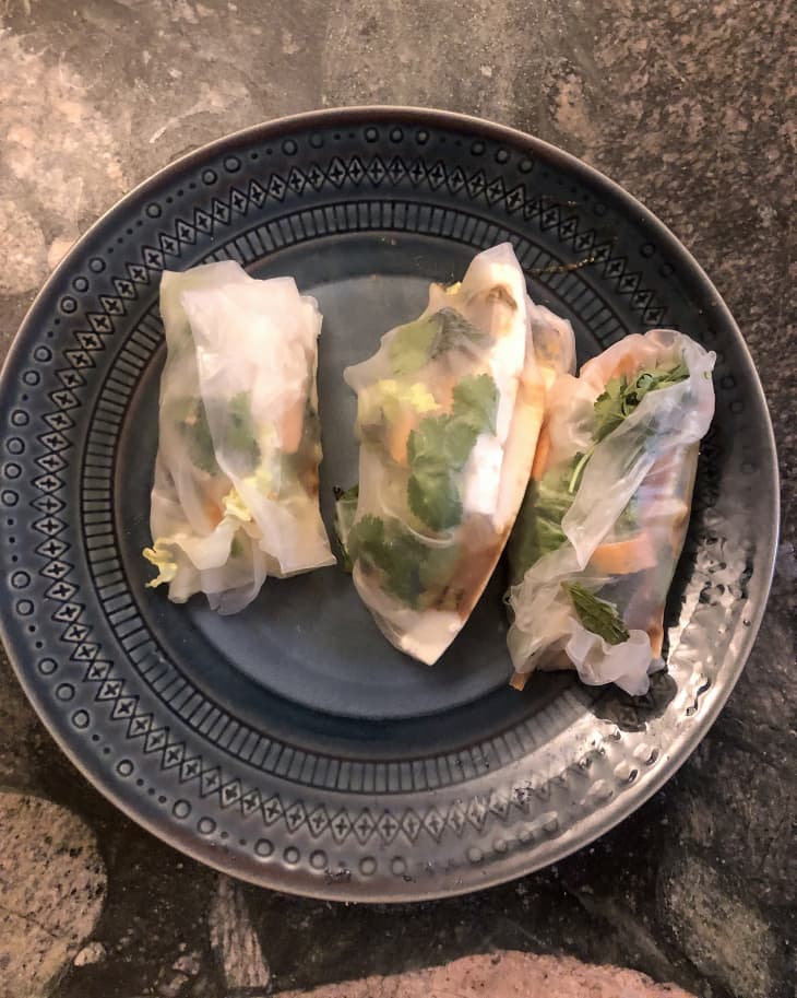 homemade spring rolls on a plate