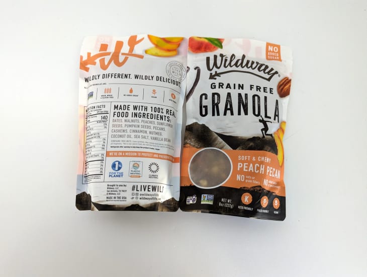 Wildway grain free granola on white background.