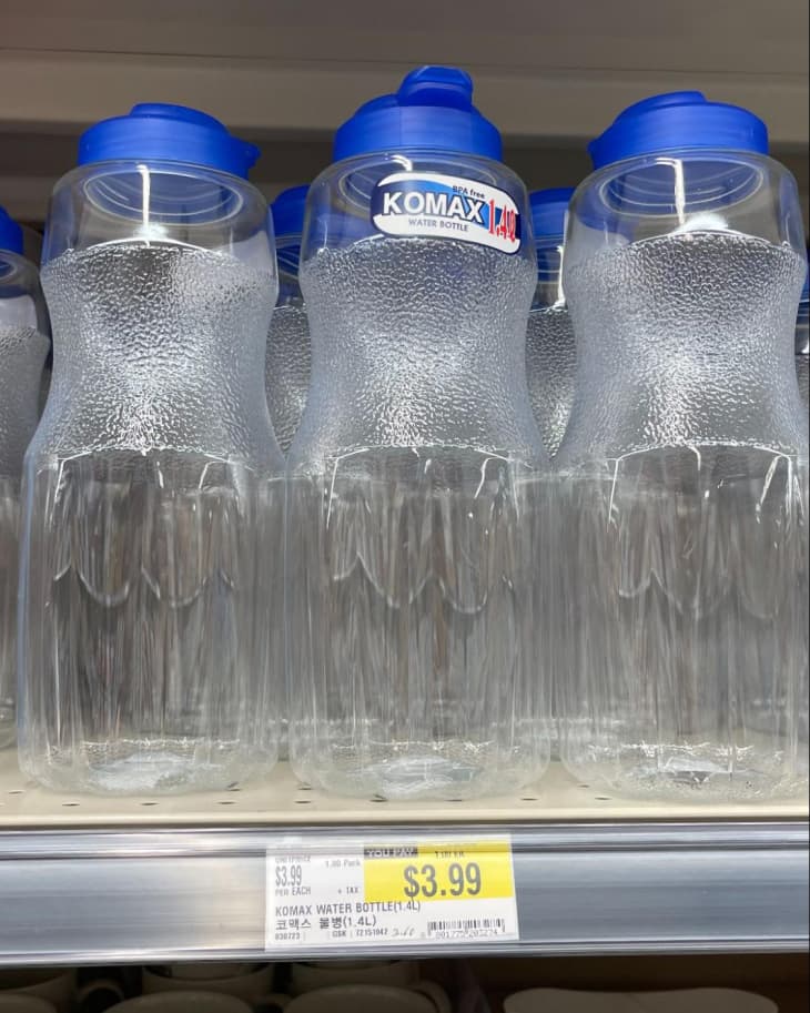 Komax Water Bottle on shelf in H Mart store