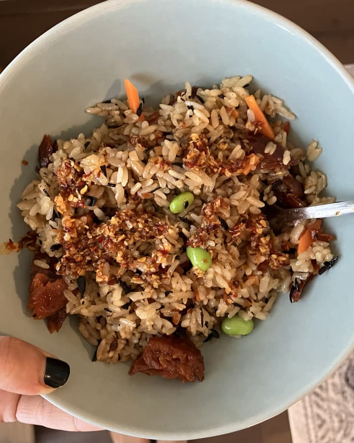 Trader Joe's Japanese Style Fried Rice prepared in bowl