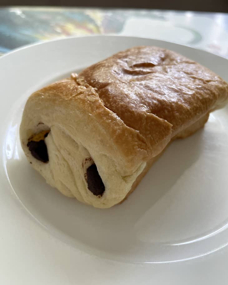 Pain au chocolat from Aldi on plate