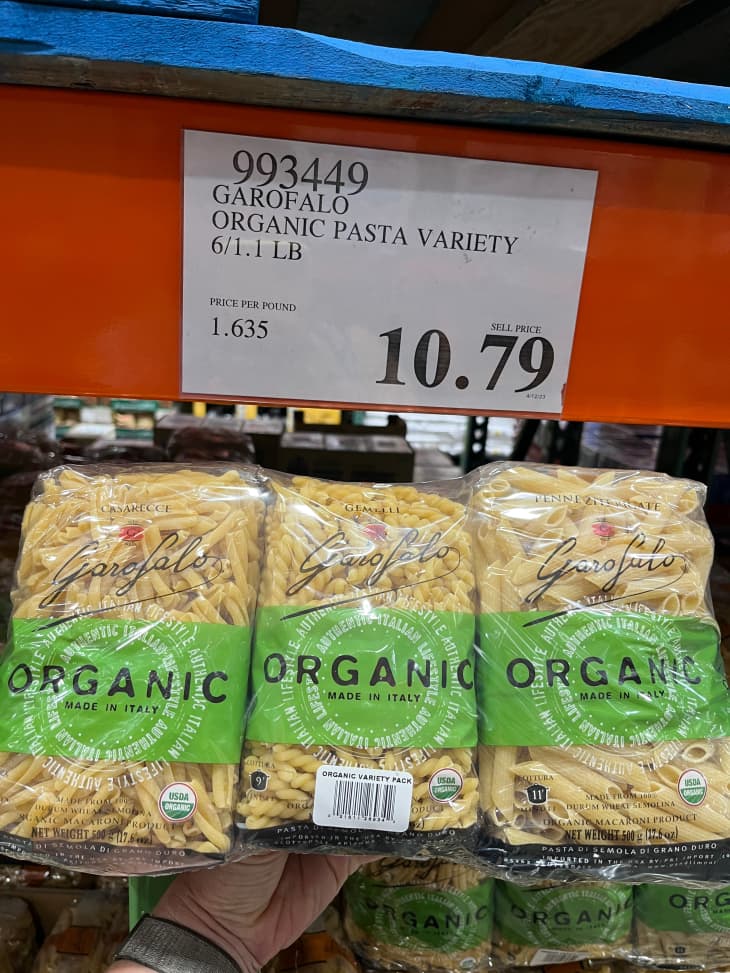 Dried pasta in package at Costco.