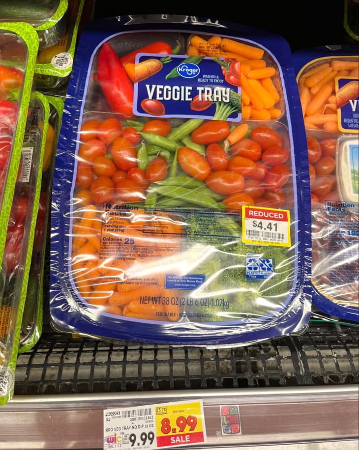 Kroger Veggie Tray in refrigerator/produce section of store