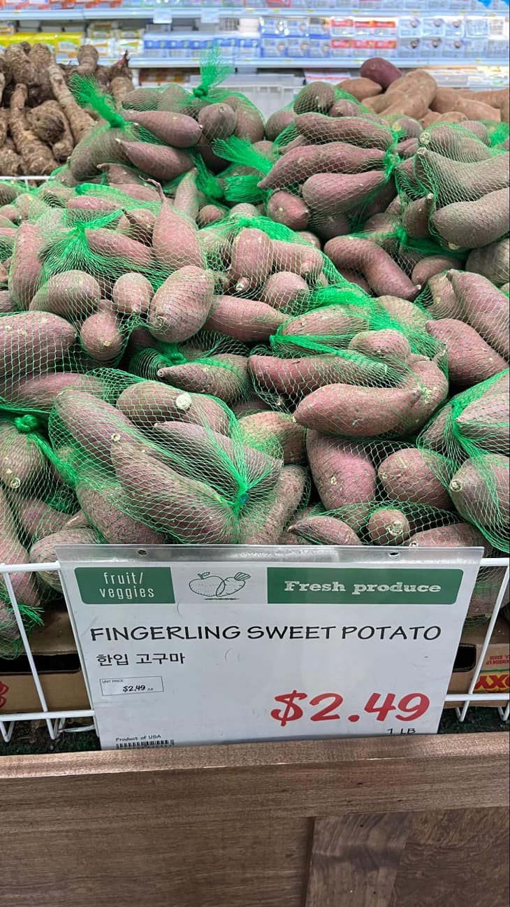 Fingerling sweet potatoes at H-Mart.