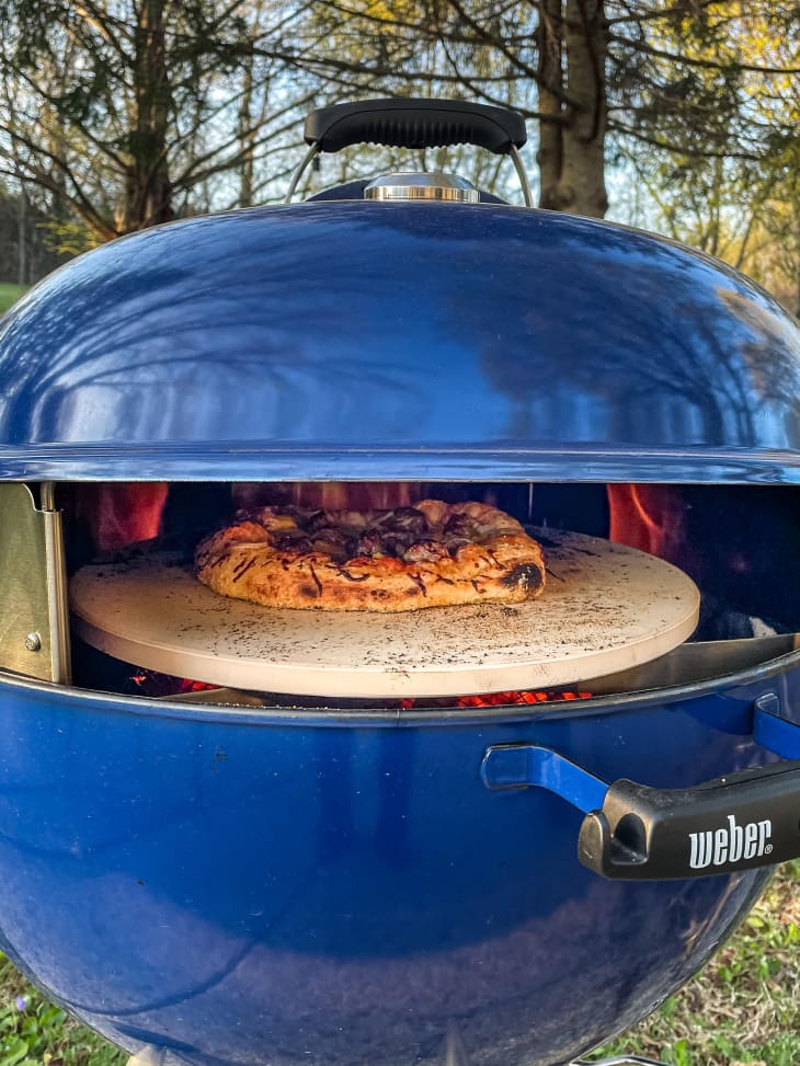 Pizzacraft PC7001 PizzaQue Deluxe Outdoor Pizza Oven Conversion Kit in use outdoors