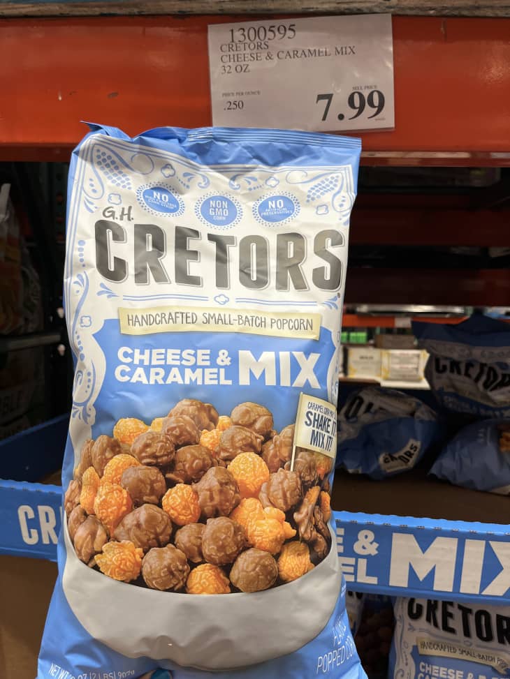 Cretors cheese and caramel popcorn mix bag