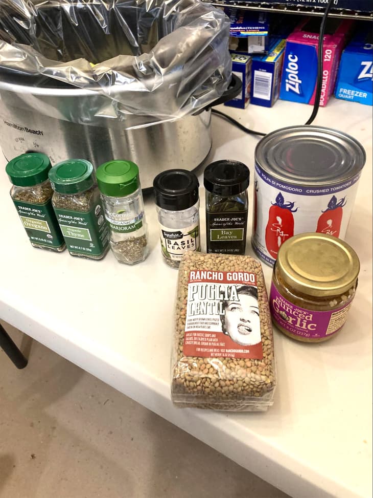 Ingredients to make bean chili on countertop.