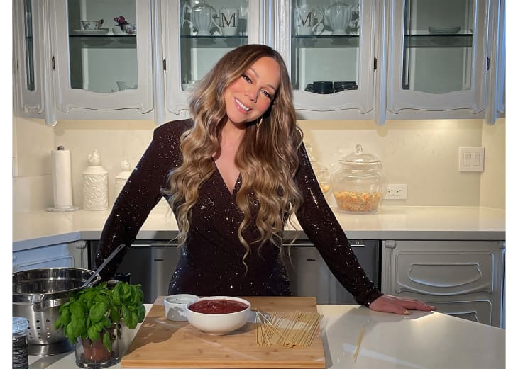 Mariah Carey in the kitchen of her Beverly Hill home.