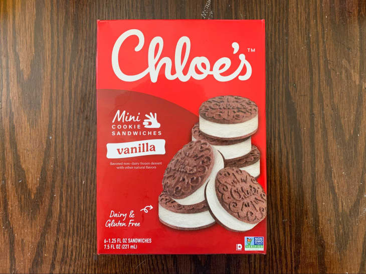 A box of Chloe's Mini Cookie Sandwiches