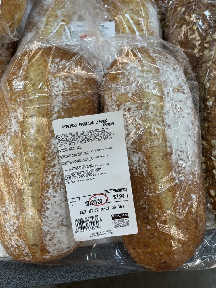 Loaves of Rosemary Parmesan bread in a plastic bag