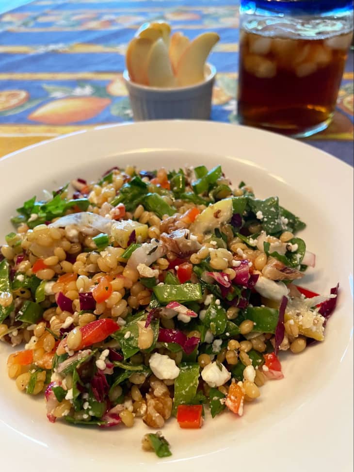 Wheat Berry Grain Salad with Snap Peas and Chevre