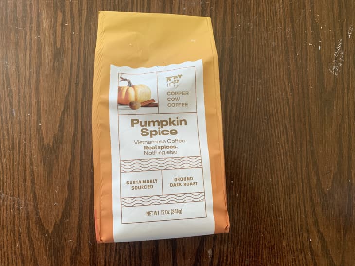 A photo of pumpkin spice coffee.