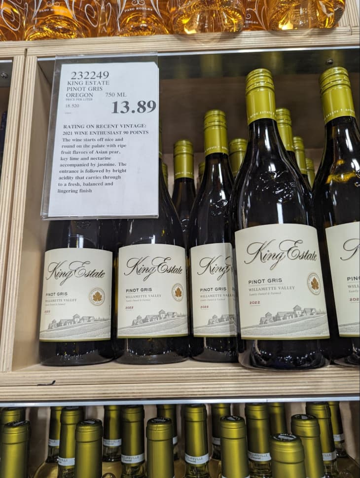 King Estate Pinot Gris wine in Costco store