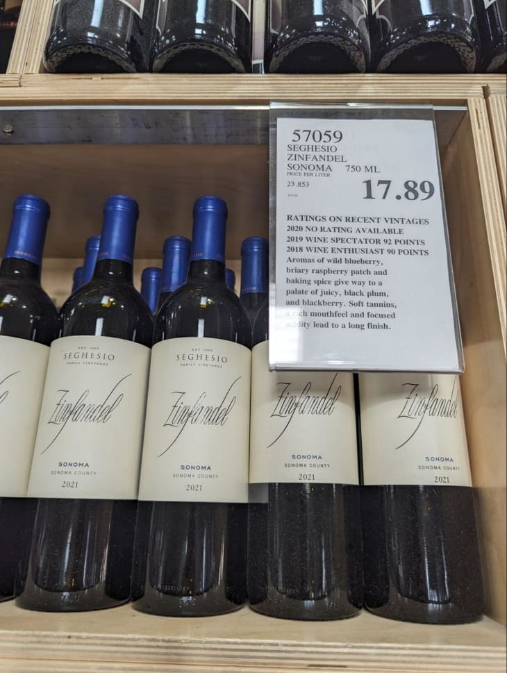 Seghesio Sonoma Zinfandel wine in Costco store