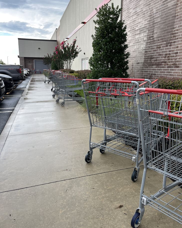 Shopping carts left outside of Costco store