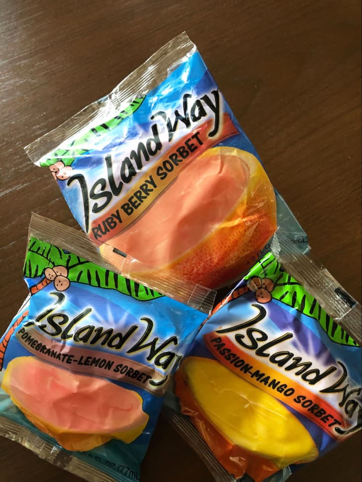 Packets of Island Way sorbet.