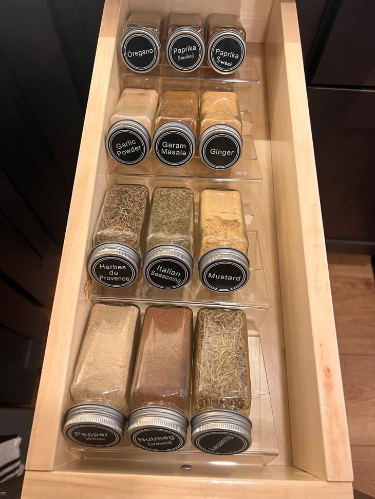 Spices in Dollar Tree spice organizer.