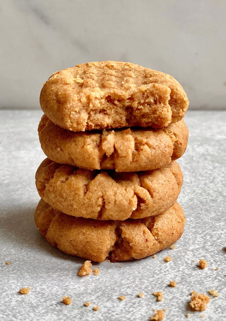 Stack of peanut butter cookies.