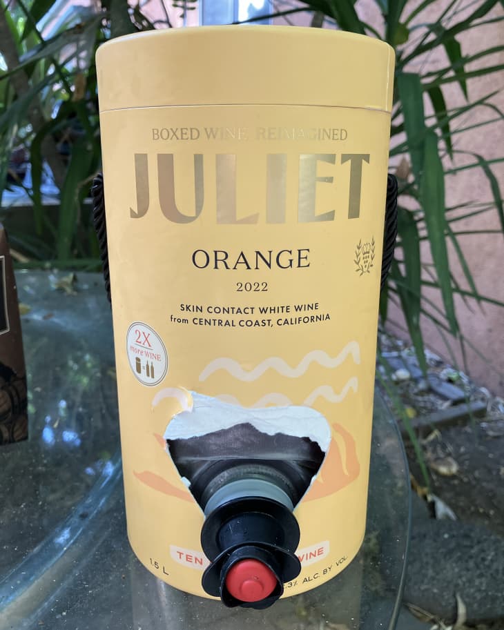 Juliet Orange boxed wine on table