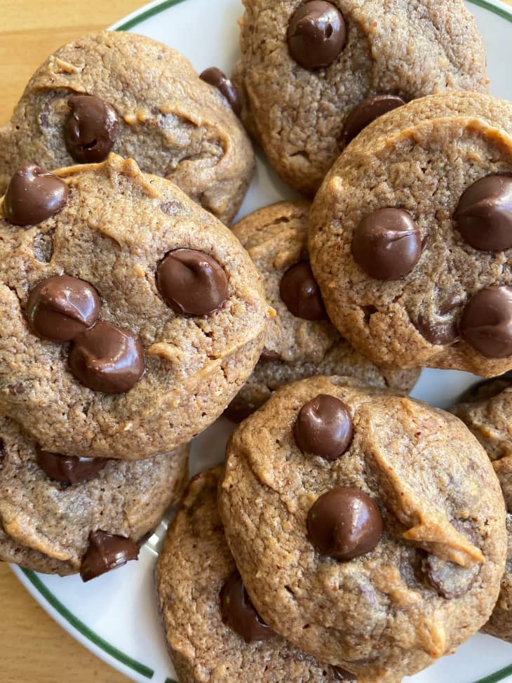 Martha Stewart's 5 ingredient chocolate chip cookies on a plate.