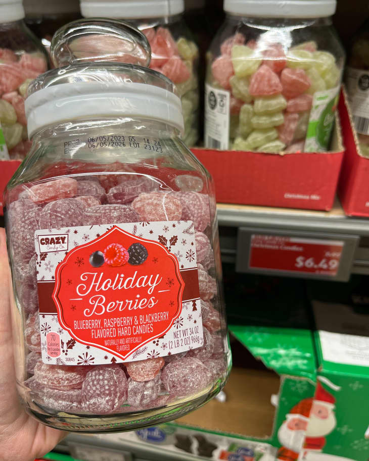 Aldi jar of holiday berries candy