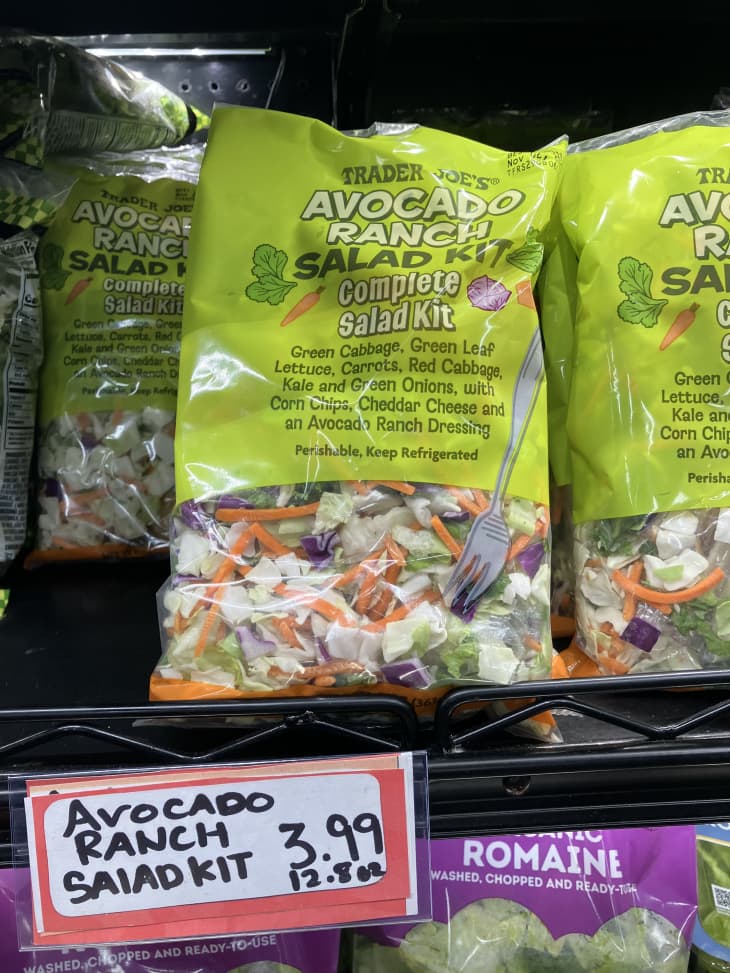 avacado ranch salad kit in a bag on shelf